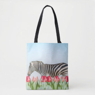 Ein Zebra unter den Tulpen Tasche