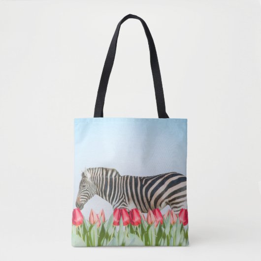 Ein Zebra unter den Tulpen Tasche (Vorderseite)
