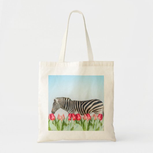 Ein Zebra unter den Tulpen Tragetasche (Vorne)