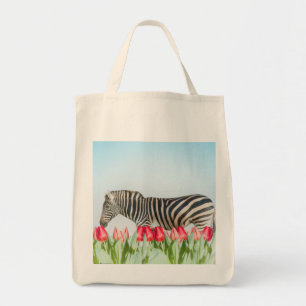 Ein Zebra unter den Tulpen Tragetasche