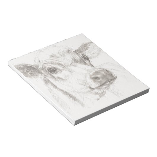 Ein zeichn einer jungen Kuh Notizblock (angewinkelt)