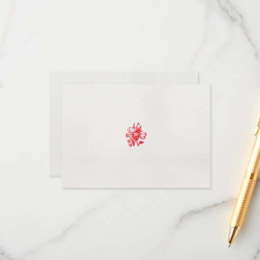 ein zeichn einer roten Blume auf weißem Hintergrun Begleitkarte (Vorderseite/Rückseite Beispiel)