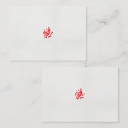 ein zeichn einer roten Blume auf weißem Hintergrun Platzkarte (Vorne/Hinten)