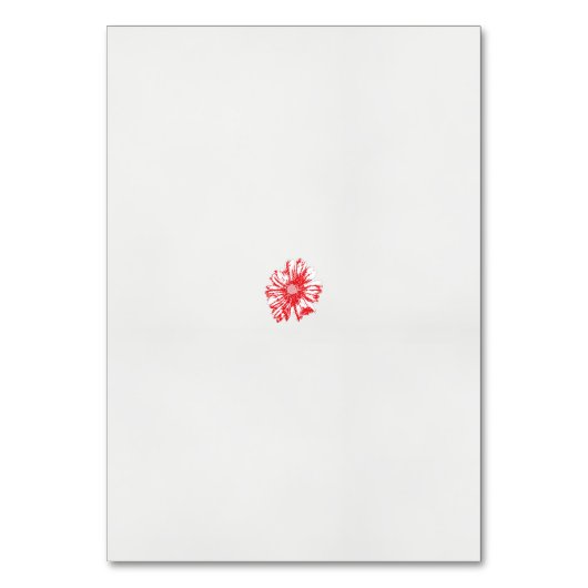 ein zeichn einer roten Blume auf weißem Hintergrun Tischnummer (Vorderseite)