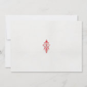 ein zeichn einer roten Blume und Blätter auf einer Einladung (Rückseite)