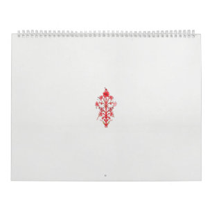ein zeichn einer roten Blume und Blätter auf einer Kalender