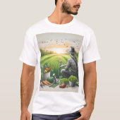 ein zeichn eines Mannes, der auf einem Feld sitzt T-Shirt (Vorderseite)