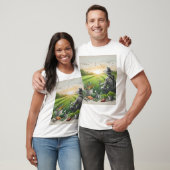 ein zeichn eines Mannes, der auf einem Feld sitzt T-Shirt (Unisex)