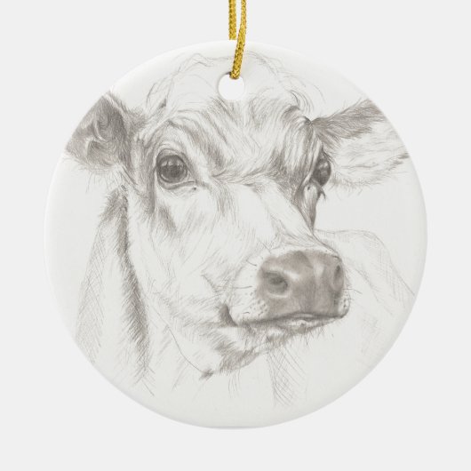 Ein Zeichnen einer jungen Kuh Keramikornament (Vorne)