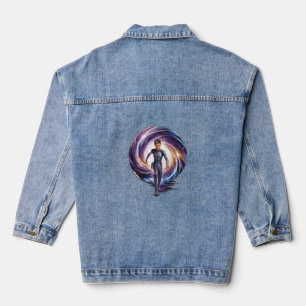 Ein Zeitreisender, der durch ein Portal geht Jeansjacke