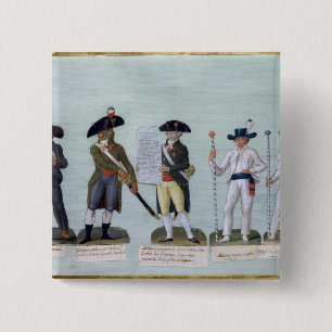 Ein Zeitungs-Verkäufer, ein Bürger bereit zu Button