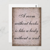 Ein Zimmer ohne Bücher gleicht einem Körper ohne S Postkarte (Vorne/Hinten)