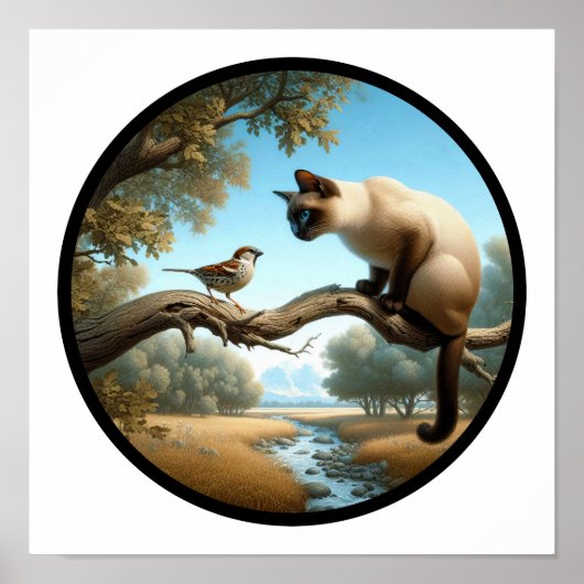 Ein zirkuläres 3D-Bild einer schönen siamesischen Poster (Vorne)