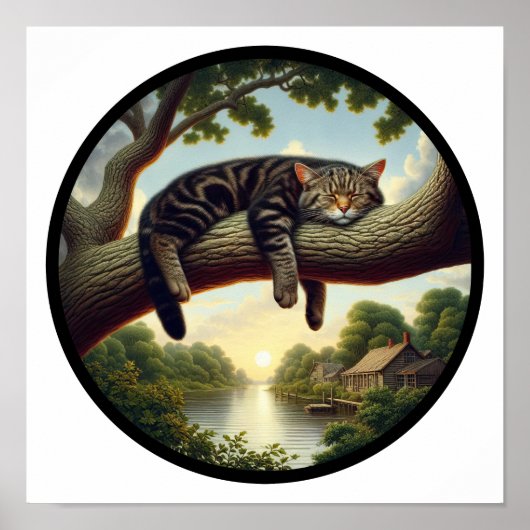 Ein zirkuläres 3D-Bild einer schönen Tabby-Katze Poster (Vorne)