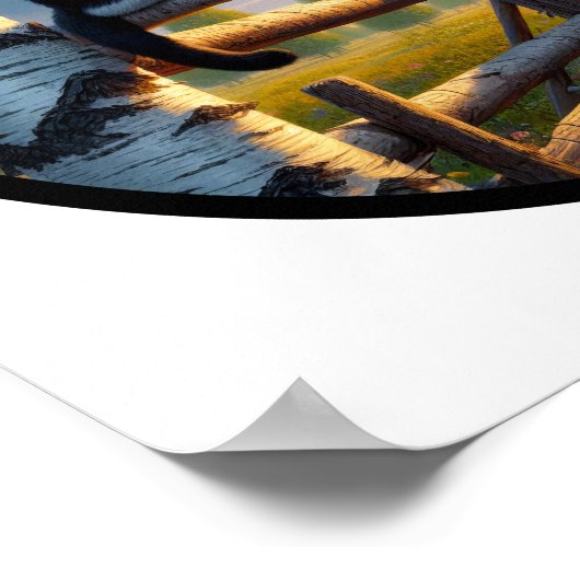 Ein zirkuläres 3D Bild einer schönen Tuxedo Katze Poster (Ecke)