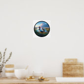 Ein zirkuläres 3D-Bild einer wunderschönen Kanvasb Poster (Küche)