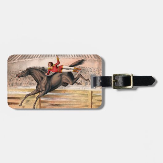 Ein Zirkus-Performer reiten auf einem Hügel Gepäckanhänger (Vorderseite horizontal)