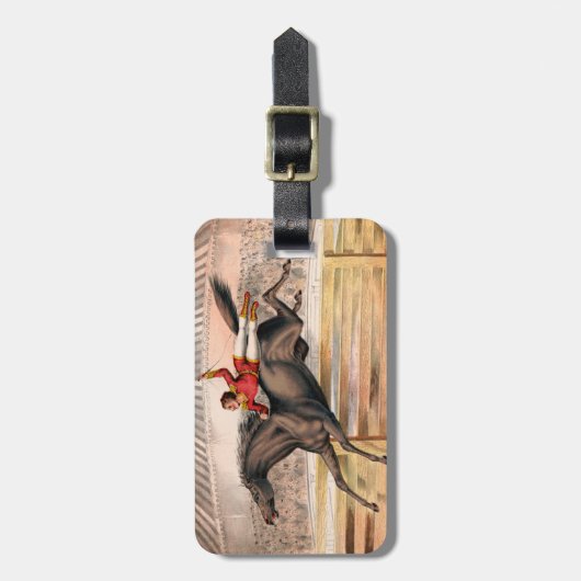 Ein Zirkus-Performer reiten auf einem Hügel Gepäckanhänger (Vorderseite vertikal)