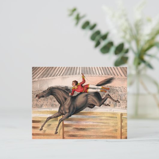 Ein Zirkus-Performer reiten auf einem Hügel Postkarte (Stehend Vorderseite)