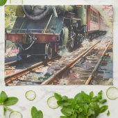 Ein Zug im Frühling Geschirrtuch (Gefaltet)