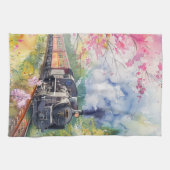 Ein Zug im Frühling Geschirrtuch (Horizontal)