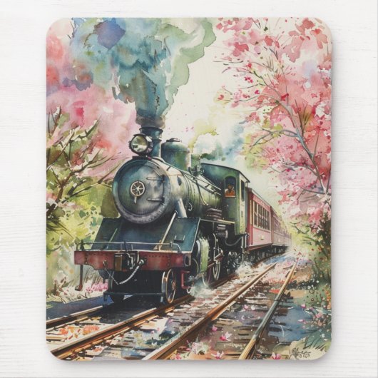 Ein Zug im Frühling Mousepad (Vorne)