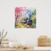 Ein Zug im Frühling Poster (Küche)