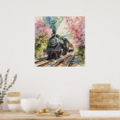 Ein Zug im Frühling Poster (Küche)