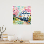 Ein Zug im Frühling Poster (Küche)