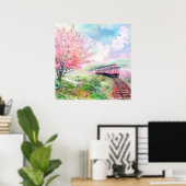 Ein Zug im Frühling Poster (Heimbüro)