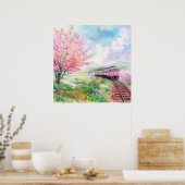 Ein Zug im Frühling Poster (Küche)