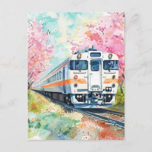 Ein Zug im Frühling Postkarte (Vorderseite)