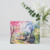Ein Zug im Frühling Postkarte (Stehend Vorderseite)