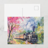 Ein Zug im Frühling Postkarte (Vorne/Hinten)
