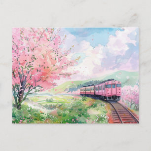 Ein Zug im Frühling Postkarte