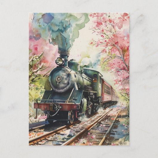 Ein Zug im Frühling Postkarte (Vorderseite)