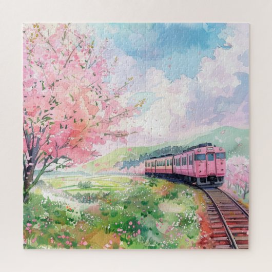 Ein Zug im Frühling Puzzle (Vertikal)