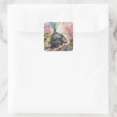 Ein Zug im Frühling Quadratischer Aufkleber (Tasche)