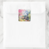 Ein Zug im Frühling Quadratischer Aufkleber (Tasche)