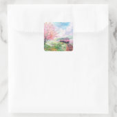 Ein Zug im Frühling Quadratischer Aufkleber (Tasche)