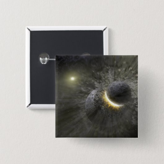 Ein Zusammenstoß massiver Objekte im Weltraum Button (Vorne & Hinten)