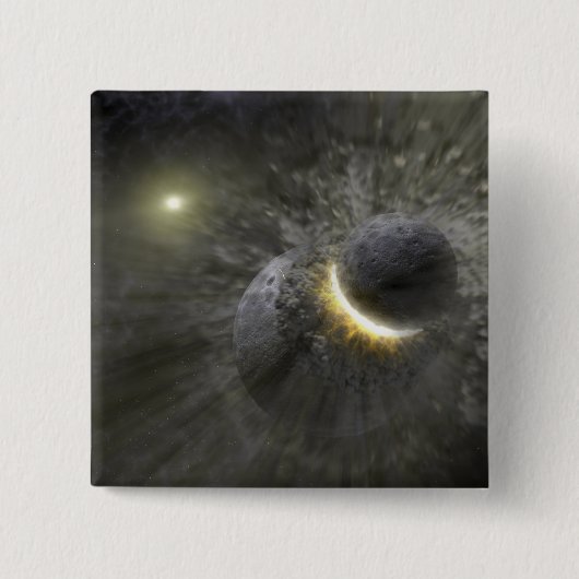 Ein Zusammenstoß massiver Objekte im Weltraum Button (Vorderseite)