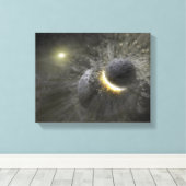 Ein Zusammenstoß massiver Objekte im Weltraum Leinwanddruck (Insitu (Holzboden))