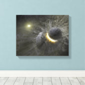 Ein Zusammenstoß massiver Objekte im Weltraum Leinwanddruck (Insitu (Holzboden))