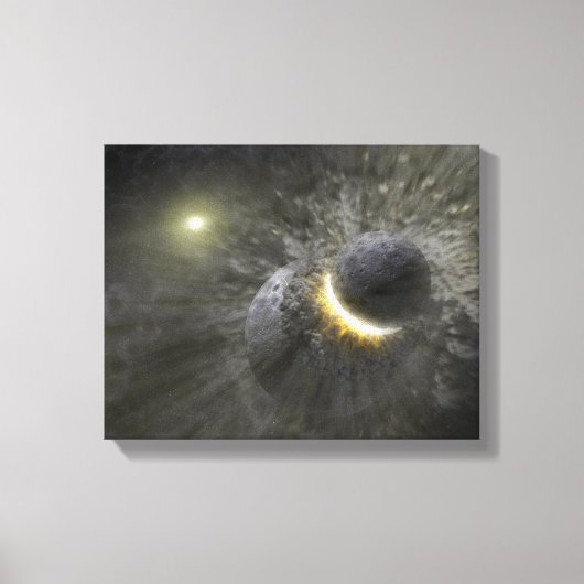 Ein Zusammenstoß massiver Objekte im Weltraum Leinwanddruck (Vorderseite)