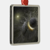 Ein Zusammenstoß massiver Objekte im Weltraum Ornament Aus Metall (Rechts)