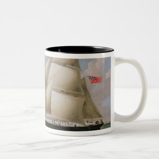Ein zwei bemasteter Schooner vor Dover (Öl auf Zweifarbige Tasse (Rechts)