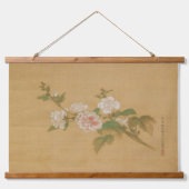 Ein Zweig blühender Hibiskus Tapestry Wandteppich Mit Holzrahmen (Vorne)
