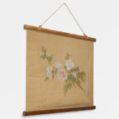 Ein Zweig blühender Hibiskus Tapestry Wandteppich Mit Holzrahmen (Gewinkelt)