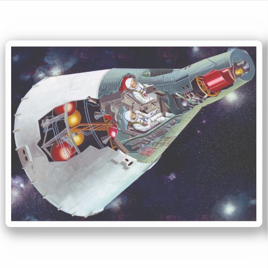 Ein zweiköpfiges Gemini-Raumschiff im Flug entführ Aufkleber (Vorderseite)